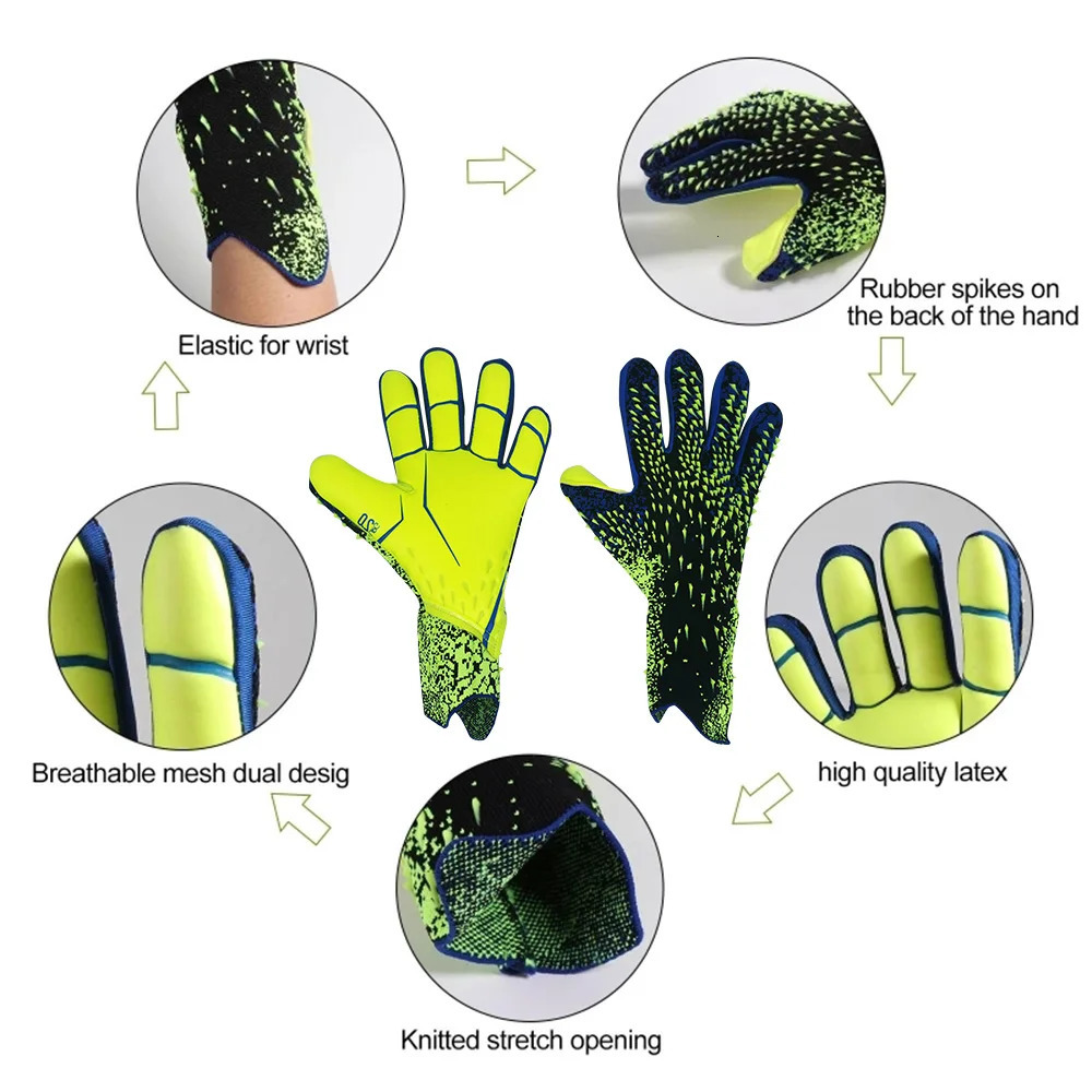 Goalie Gloves Antislip Latex Soccer Goalkeeper Thicken Football Adults Teenager Finger Protection 240712