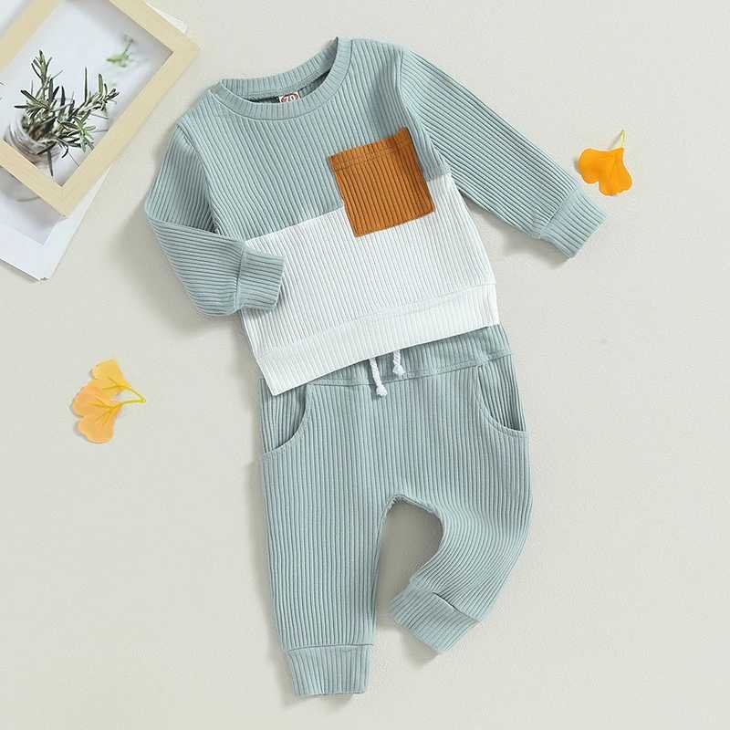 Clothing Sets 2023-06-29 Lioraitiin 0-3Years Baby Boys 2Pcs Fall Clothes Long Sleeve Crew Neck Sweatshirt with Elastic Waist Sweatpants