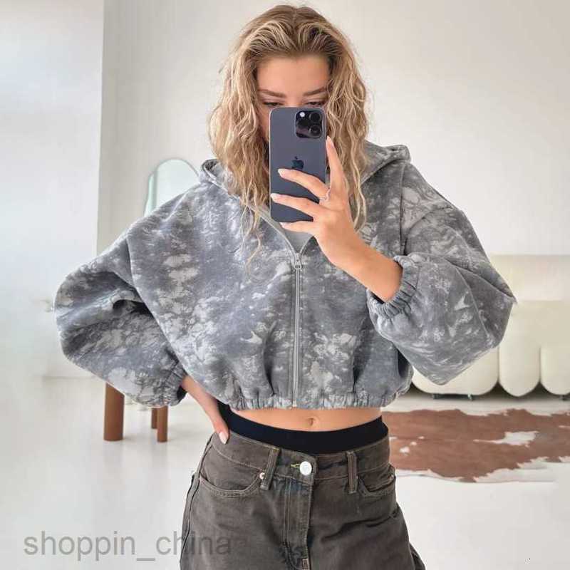 Women Hoodies Sweatshirts jacket womens spring autumn loose and casual short style with exposed navel long sleeved zipper hooded sweatshirt for Woman 