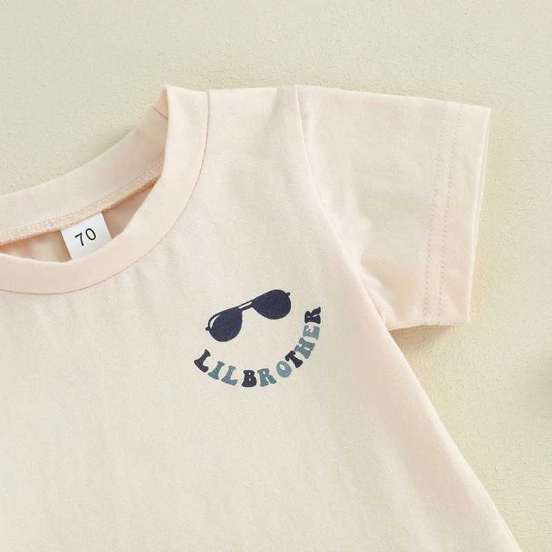 Clothing Sets Baby Boy Summer 2 Piece Set Round Neck Short Sleeve Letter Print Tops + Elastic Waist Shorts Little Brother Outfit