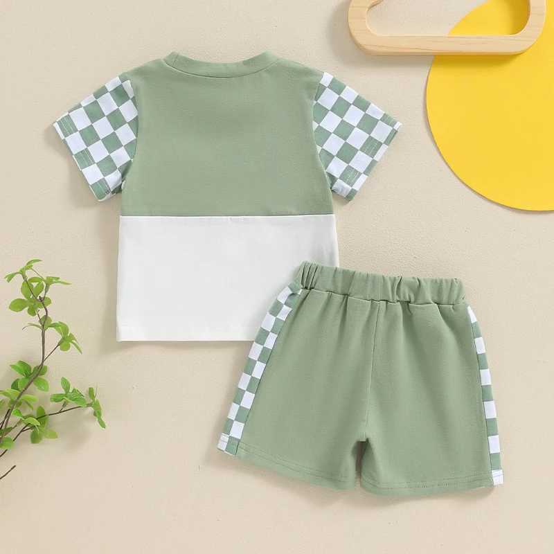 Clothing Sets 0-3Y Toddler Infant Baby Boy Clothes Sets Casual Short Sleeve Checkerboard Print T-shirt Shorts Summer Outfits Clothing