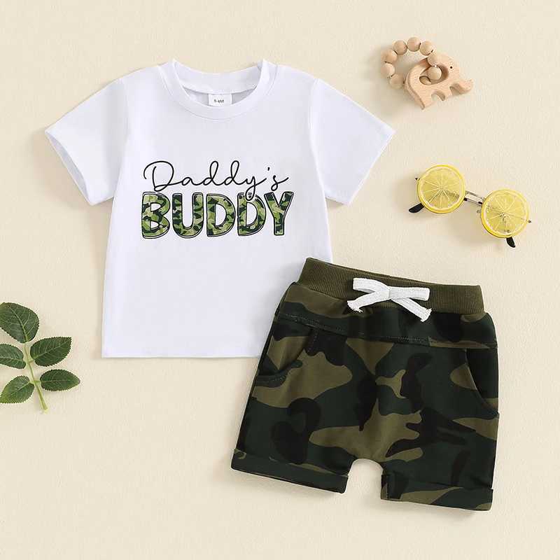 Clothing Sets 2Pcs Baby Boy Summer Outfit Clothing Set Cotton Casual Short Sleeve Letters Print T-shirt with Camouflage Shorts Set For Toddler