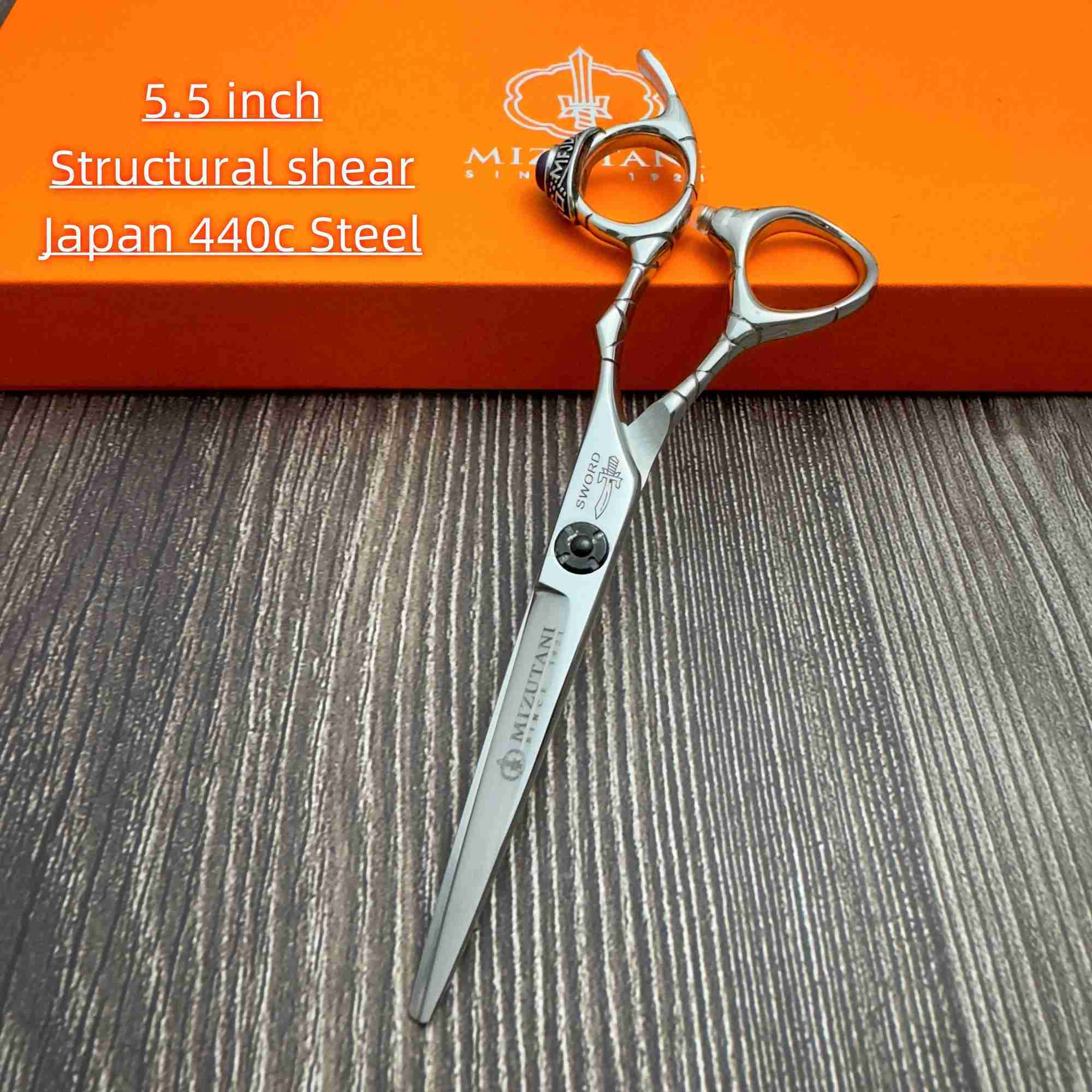 MIZUTANI Barber sissors 5.5 and 6.0 inch 440c steel Professional hairdressing scissors barbershop hair cutting toolsCL240715