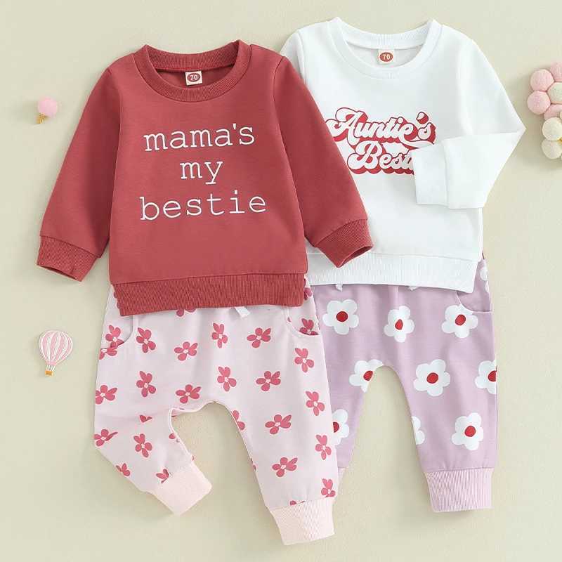 Clothing Sets 2023-09-05 Lioraitiin 0-3Y Autumn Toddler Kid Girls Clothes Sets Long Sleeve Letter Print Sweatshirt Floral Pants Sets