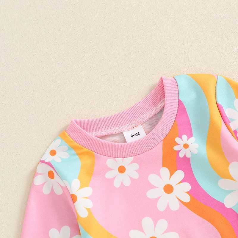 Clothing Sets 2024-05-17 Lioraitiin Toddler Girls Fall Outfits Striped Daisy Print Long Sleeve Sweatshirt and Elastic Pants Baby Cute Clothes
