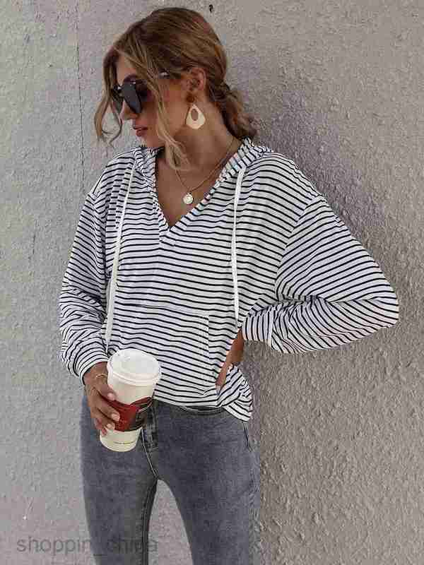 Women Hoodies Sweatshirts Stripe top women's brand women's loose sweater Woman jogging suit