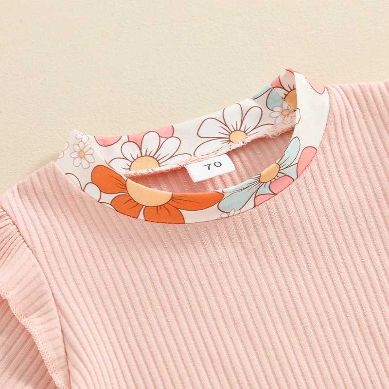 Clothing Sets 2024-03-25 Lioraitiin 0-3Y Summer Baby Girls 2PCS Clothes Sets Pink Short Sleeve Crewneck Ruffle Tops Floral Shorts Sets