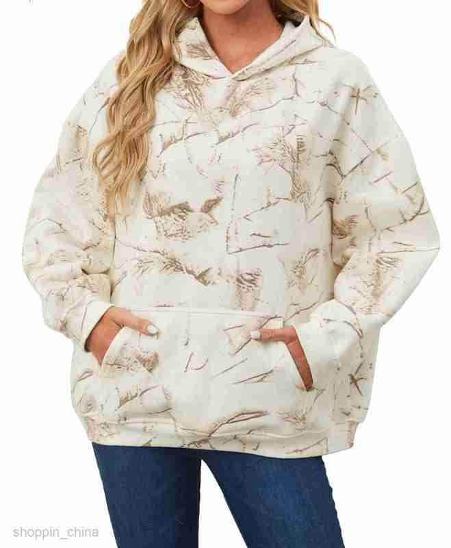 Women Hoodies Sweatshirts Autumn new women's camouflage hooded sweatshirt with maple leaf print, sports hooded sweatshirt with pocket Woman joggi