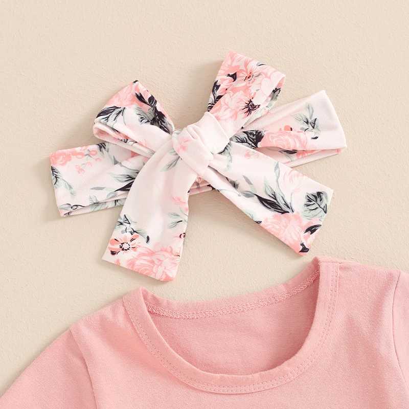 Clothing Sets 2024-03-28 Lioraitiin Toddler Girl Sister Matching Outfit Letter Print Short Sleeve Tops Shorts with Belt Headband Clothes Set