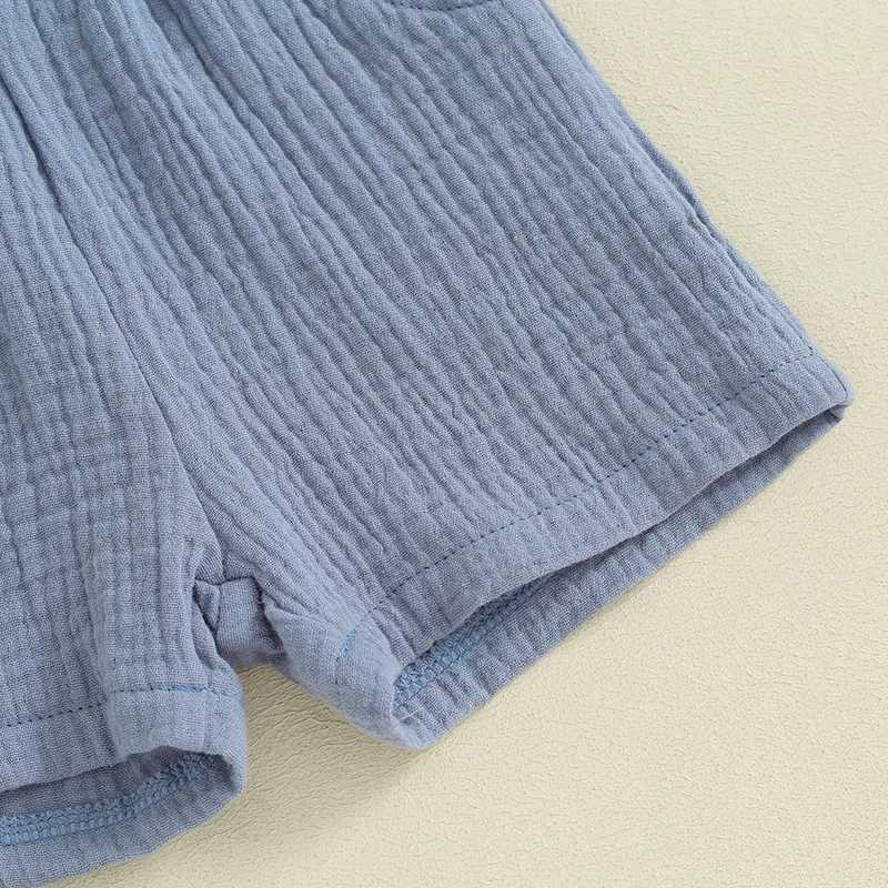 Clothing Sets Cotton Linen Kids Clothes Outfit Summer Boy Clothing Sets Short Sleeve Round Neck Pocket Tops Shorts Children Clothing 0-3 Years P9K1