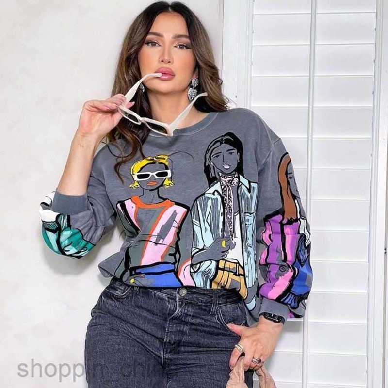 Women Hoodies Sweatshirts Wind autumn and winter new thin velvet printed casual sportswear for women Woman jogging suit