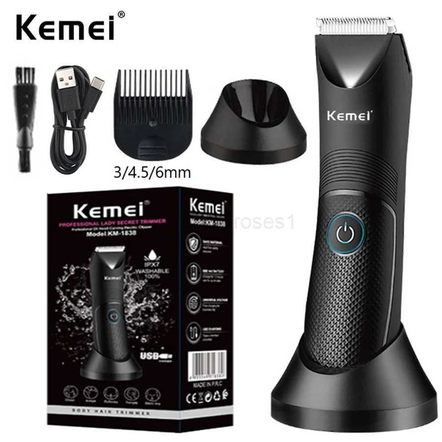 Kemei Groin Area Hair Trimmer Lawn Mower Ceramic Waterproof Wet Dry Clippers Pubic Armpit Body Hair Ultimate Hygiene RazorM240715