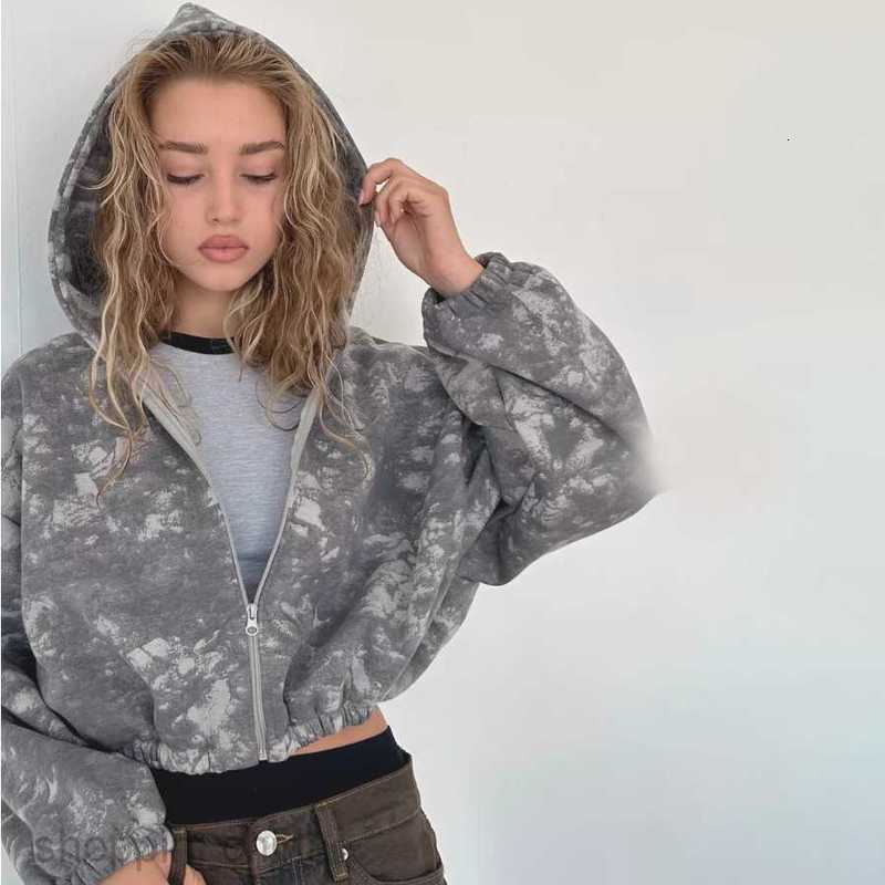 Women Hoodies Sweatshirts jacket womens spring autumn loose and casual short style with exposed navel long sleeved zipper hooded sweatshirt for Woman 