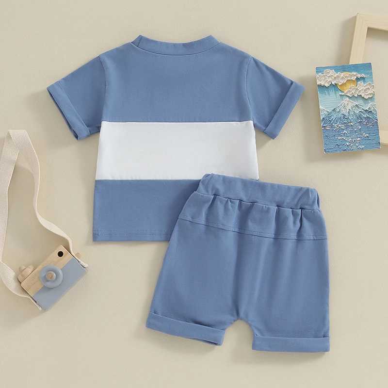 Clothing Sets Toddler Summer Boy Outfits Cotton Short Sleeve Contrast Color T-shirt Shorts Clothes For Children Casual Clothes Set