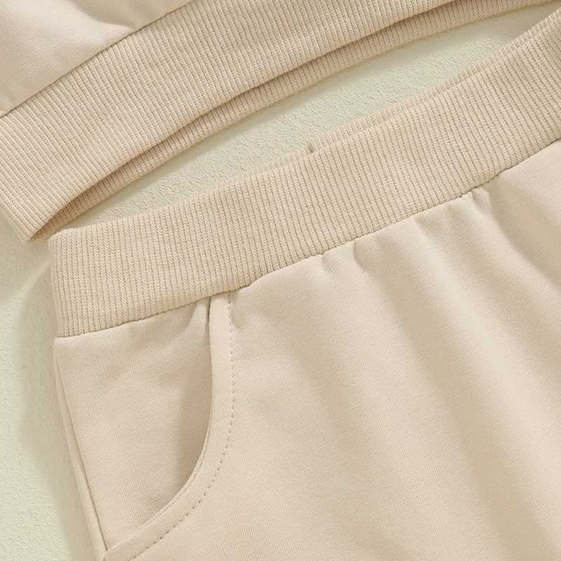 Clothing Sets 2024-05-29 Lioraitiin Toddler Pants Set Letter Print Long Sleeve Round Neck Sweatshirt Pockets Long Pants Outfits