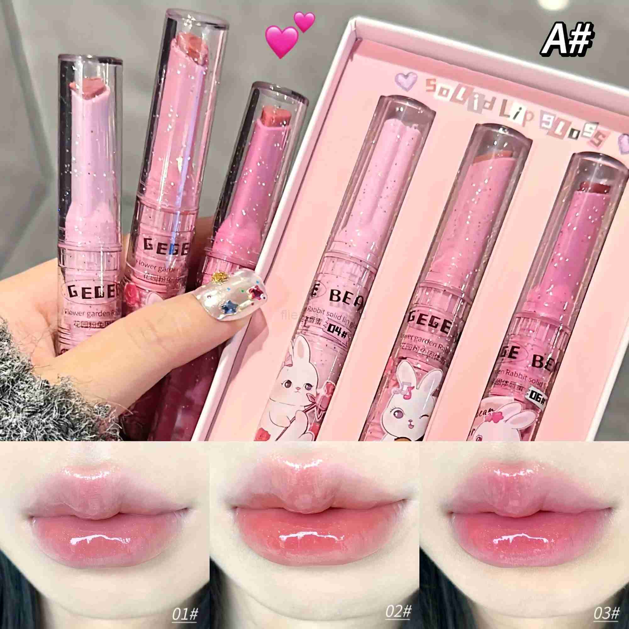 Garden Pink Solid Lip Gloss Moisturizing Nourishing Water-gloss Mirror Glass Lip Tinted Lipstick Dewy Lip GlossPink Lip Glaze zxx240715