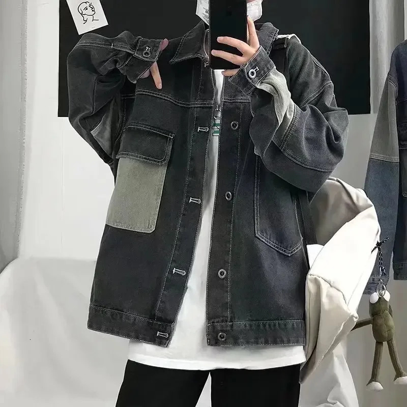 Stylish Vintage Loose-fit Denim Jacket For Men Spring Autumn Trendy Versatile Casual Korean Style Jacket 240712