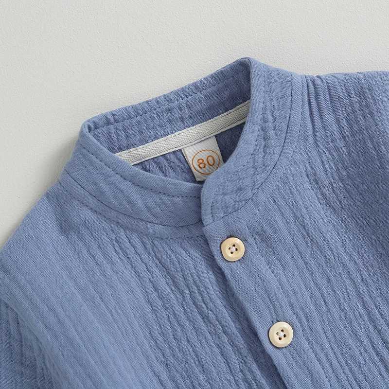 Clothing Sets 2023-06-11 Lioraitiin 0-4Years Kids Boys Fall Casual Outfits Solid Buttons Long Sleeve Shirts Tops Long Pants 2Pcs Clothes Set