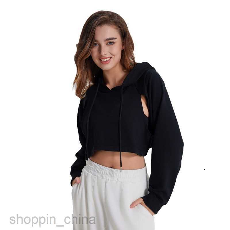 Women Hoodies Sweatshirts New autumn winter streaming sports hoodie for women exposed navel short drawstring loose fit fitness top pullover yoga joggi