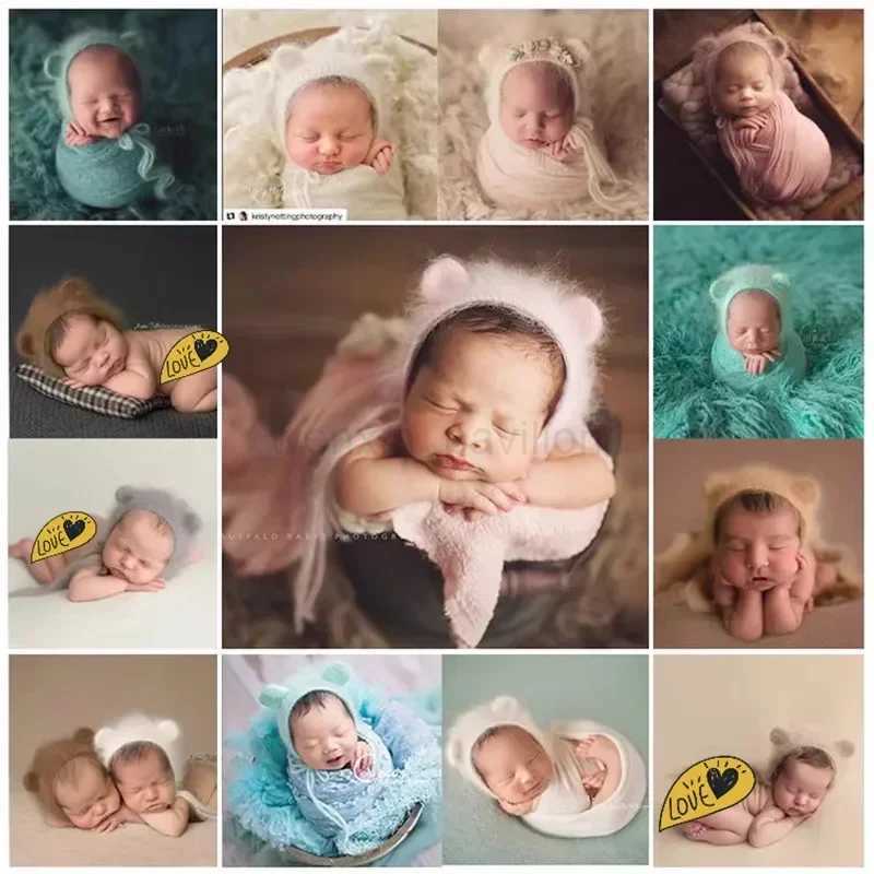 Newborn Wool Hat Newborn Photography Props Knit Baby Girl Boy Hat Baby Photography Props AceessriesXJ240715