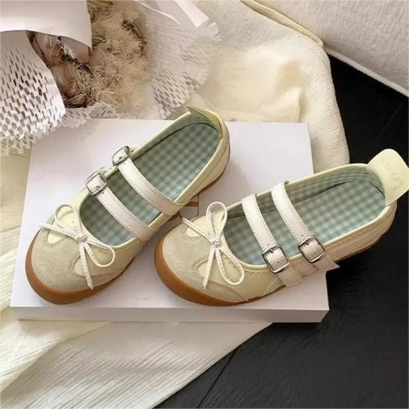 Women Flats Bow Ballet Dance Mary Jane Shoes Summer Sandals 2024 Fashion New Brand Dress Designer Casual Shallow atos Mujer 241106