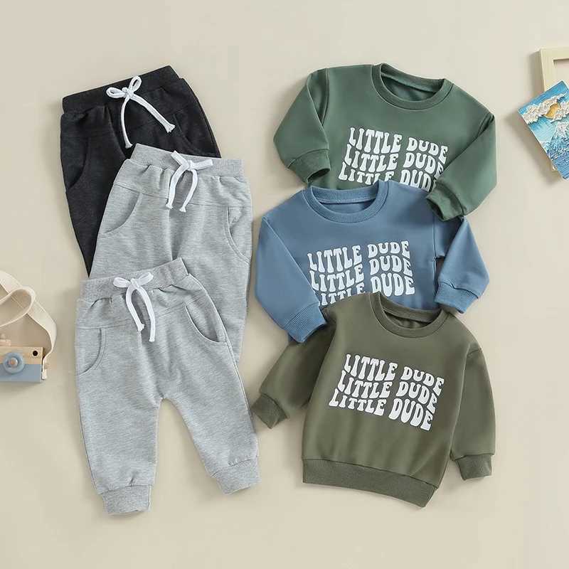 Clothing Sets 2023-09-09 Lioraitiin 0-3Y Baby Boy 2Pcs Fall Outfits Long Sleeve Letter Print Pullover + Pocket Pants Set Toddler Clothes