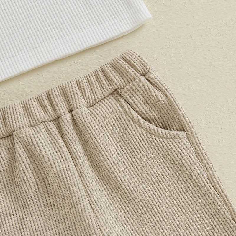 Clothing Sets Casual New Baby Boys Long Sleeve Waffle Outfits Clothes Fashion Pocket Tops Elastic Pants Suit for Baby Fall Clothing