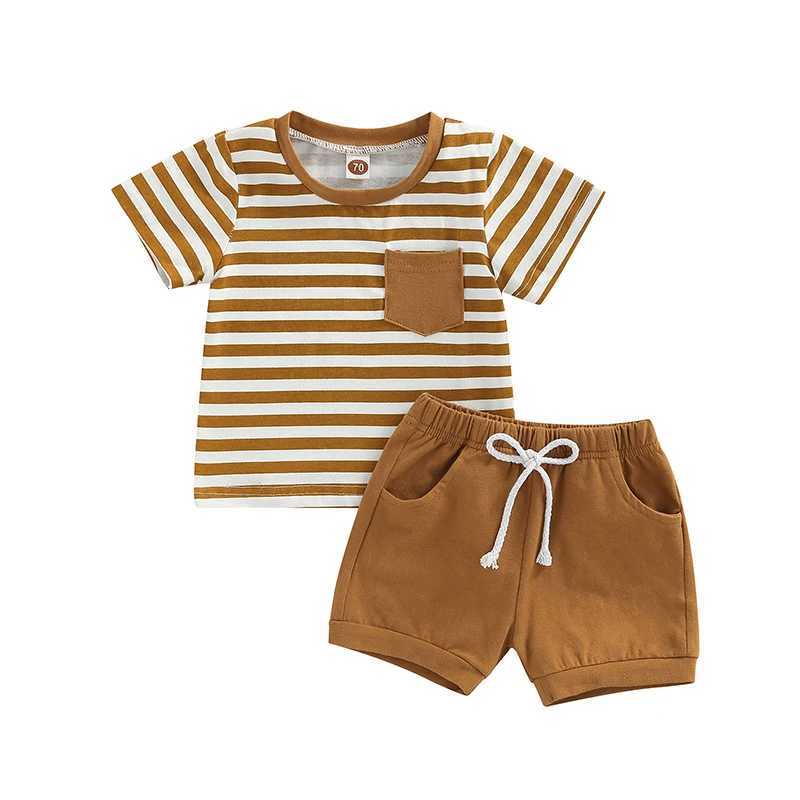 Clothing Sets 0-3Y Toddler Infant Baby Boy Clothes Sets Cotton Short Sleeve Stripes T-shirt with Elastic Waist Shorts Summer Outifts Clothing