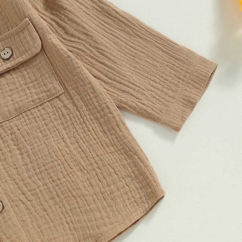Clothing Sets 2023-06-25 Lioraitiin 0-4Years Baby Boy 2Pcs Fall Outfits Long Sleeve Button Down Lapel Shirt Solid Long Pants Set