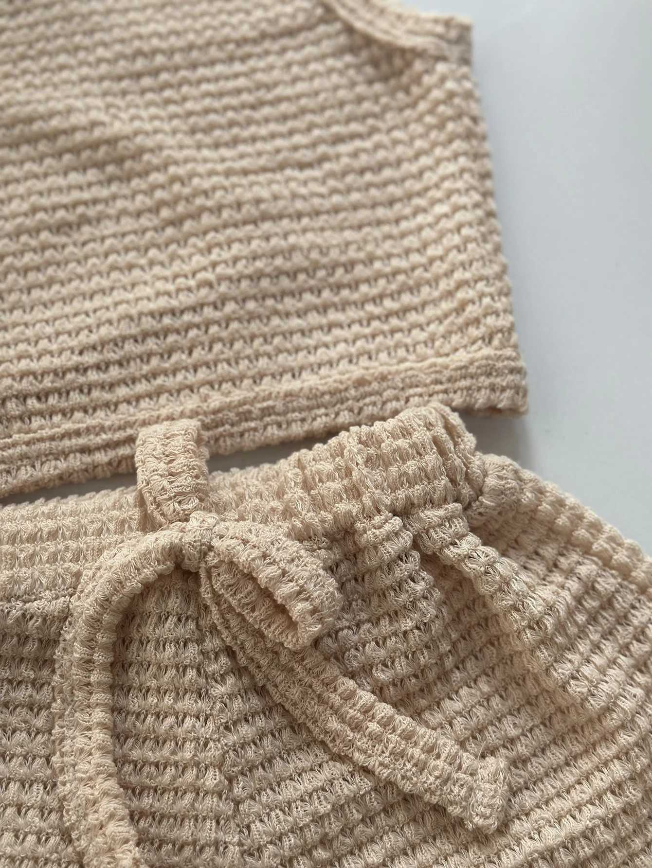 Clothing Sets 2pcs Summer Baby Waffle Shorts Set Toddler Girls Boys Sleeveless Top And Shorts Outfits Knitted Kids Simple Style Clothing Set