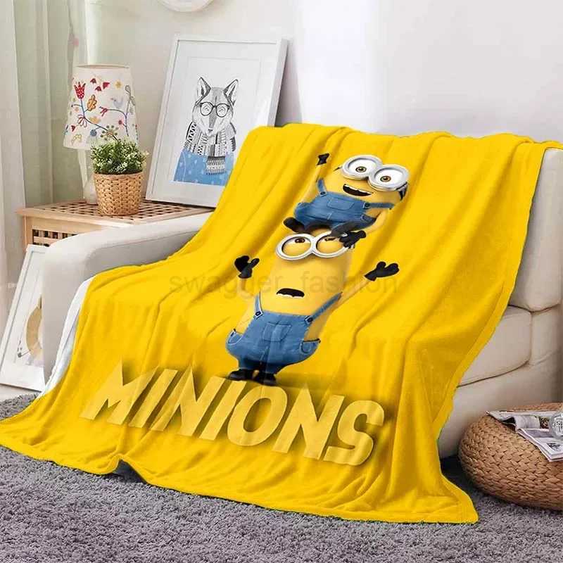 6 Sizes Cute Minions Printed Blanket Children Adult Blanket Soft and Warm Bedding for Bed Sofa Outdoor Travel Cover Blanket GiftB270715