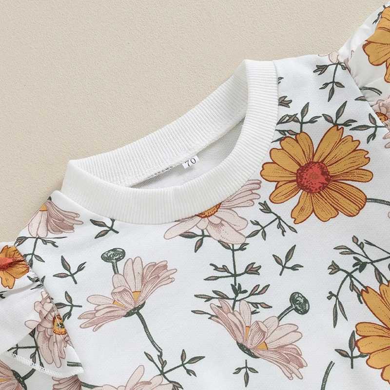 Clothing Sets 2023-10-10 Lioraitiin 0-3Y Newborn Baby Girls Clothes Outfits Flower Print Long Sleeve O-Neck Sweatshirts Elastic Waist Pants
