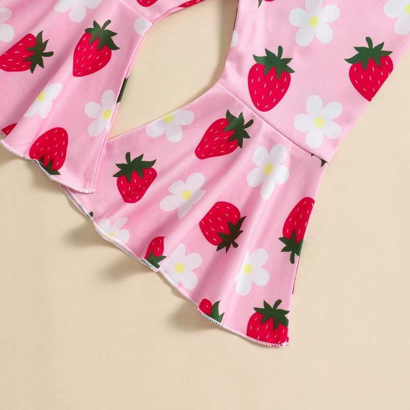 Clothing Sets 2024-04-15 Lioraitiin Kids Girls Summer Outfits Cold Shoulder Short Sleeves Button T-Shirt and Elastic Waist Floral Flare Pants