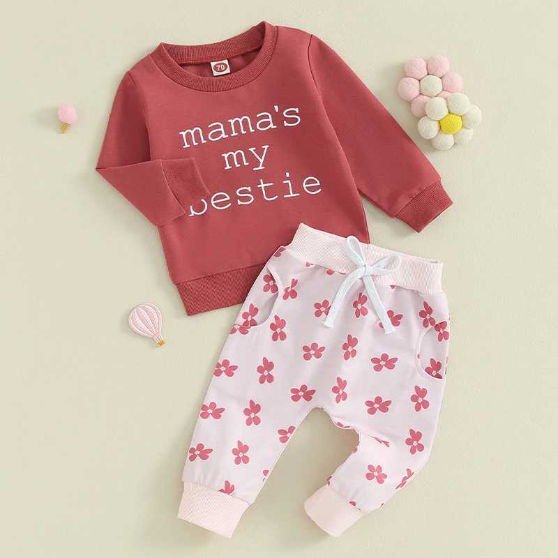 Clothing Sets 2023-09-05 Lioraitiin 0-3Y Autumn Toddler Kid Girls Clothes Sets Long Sleeve Letter Print Sweatshirt Floral Pants Sets