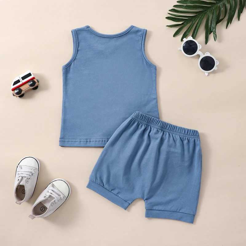 Clothing Sets Toddler Boys Summer Outfit Baby Boy Clothing Sets Sleeveless Contrast Color Tank Tops + Solid Color Drstring Shorts