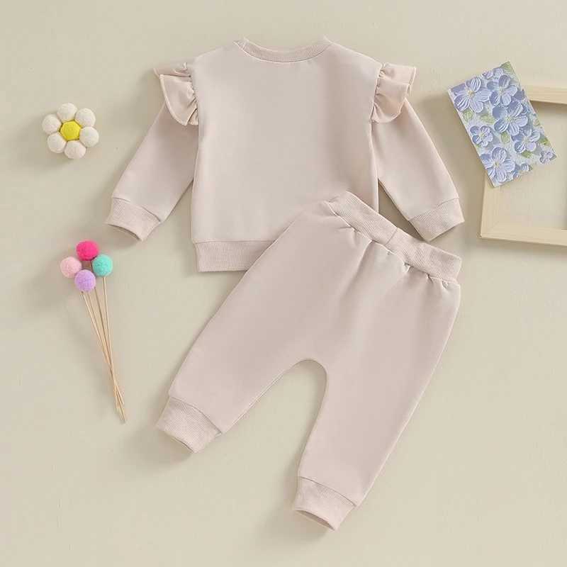 Clothing Sets 2023-09-07 Lioraitiin 0-24M Baby Boys Girl Solid Outfit Long Sleeve Crewneck Oversized Sweatshirt Pants Set Fall Winter Clothes