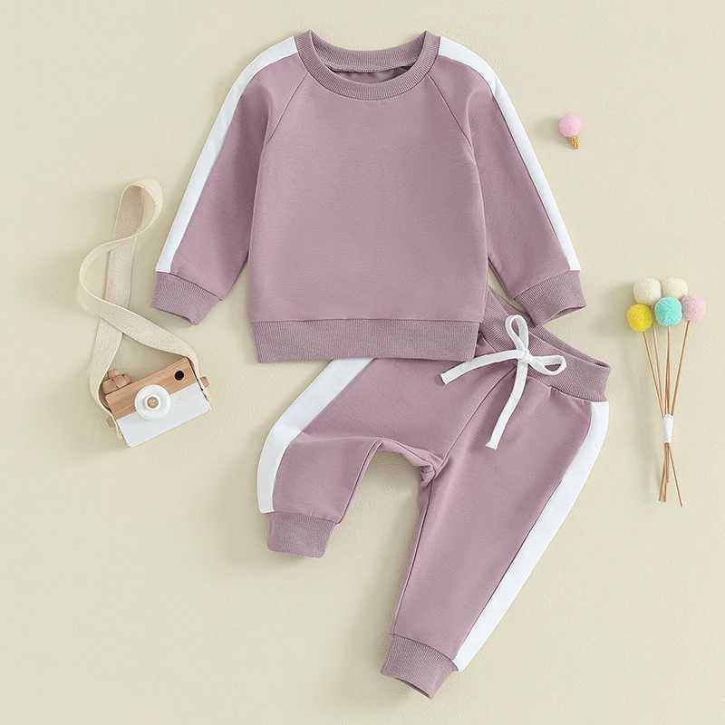 Clothing Sets 2023-08-21 Lioraitiin 0-3Y Newborn Baby Girl Clothes Contrast Color Long Sleeve Crew Neck Sweatshirt Sweatpants Fall Outfits