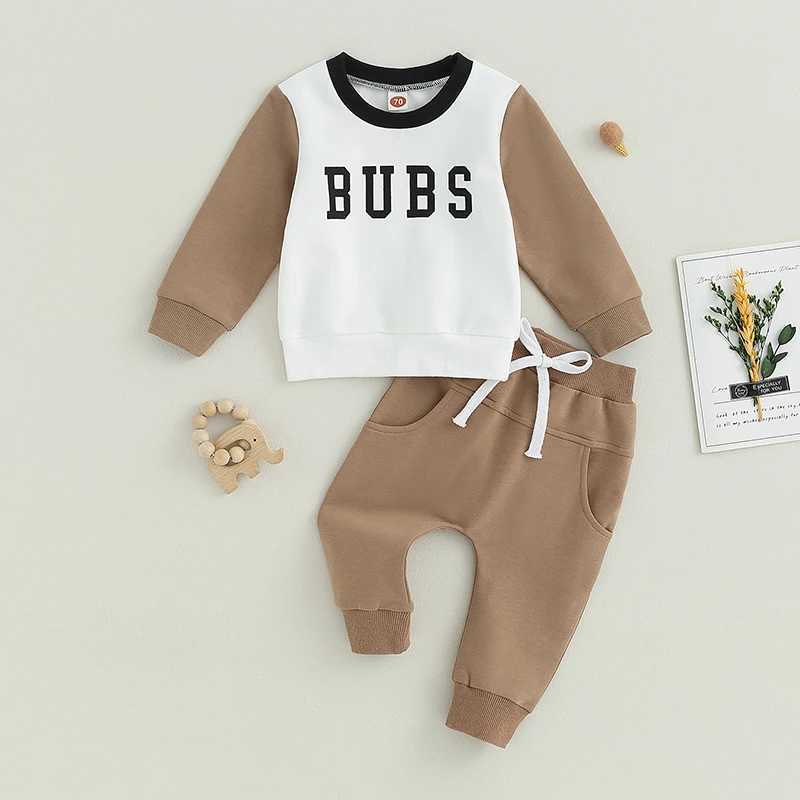 Clothing Sets 2023-07-11 Lioraitiin 0-3Years Baby Fall Outfits Long Sleeve Letter Print Loose Tops and Pants Set Toddler Warm 2Pcs Clothes Set