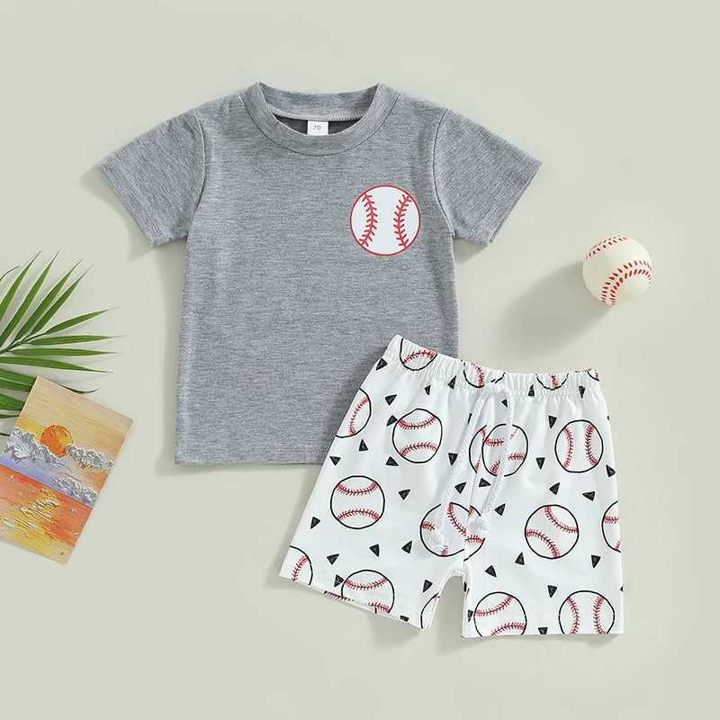 Clothing Sets Newborn Kid Baby Boys Summer Clothes Outfits Casual Baseball Print Short Sleeve T-Shirt and Elastic Sports Shorts Suit