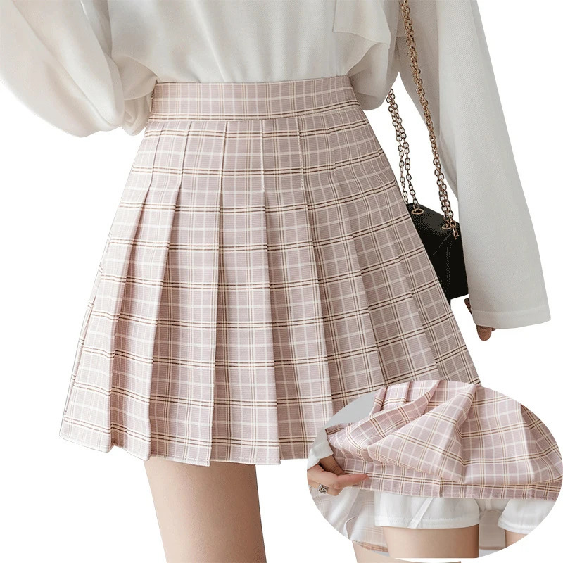 Summer Women Plaid Skirt High Waist Chic Female Pleated Skirts Fashion Harajuku Ladies Mini Skirts Casual Cute Woman Short Skirt 240709