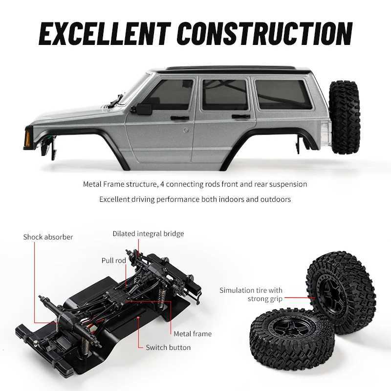 JJRC C8809 1 18 RC Cars 2.4G Remote Control LED Light Full Scale Wrangler Climbing Car Jeep Model Car Boys Children ToysM0715