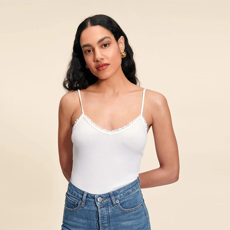 169 # Sexy Modal Knitted V-neck Small Strap Top 2023 Summer New French Style Female