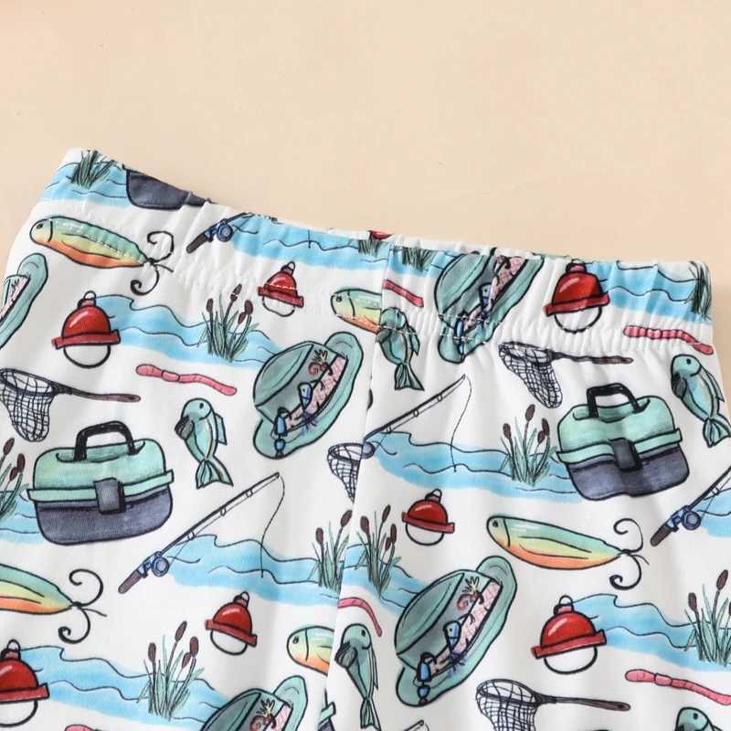 Clothing Sets 2024-04-30 Lioraitiin Baby Girl 2Pcs Summer Outfits Short Sleeve Fish Print T-shirt Tops + Flare Pants Set Toddler Clothes