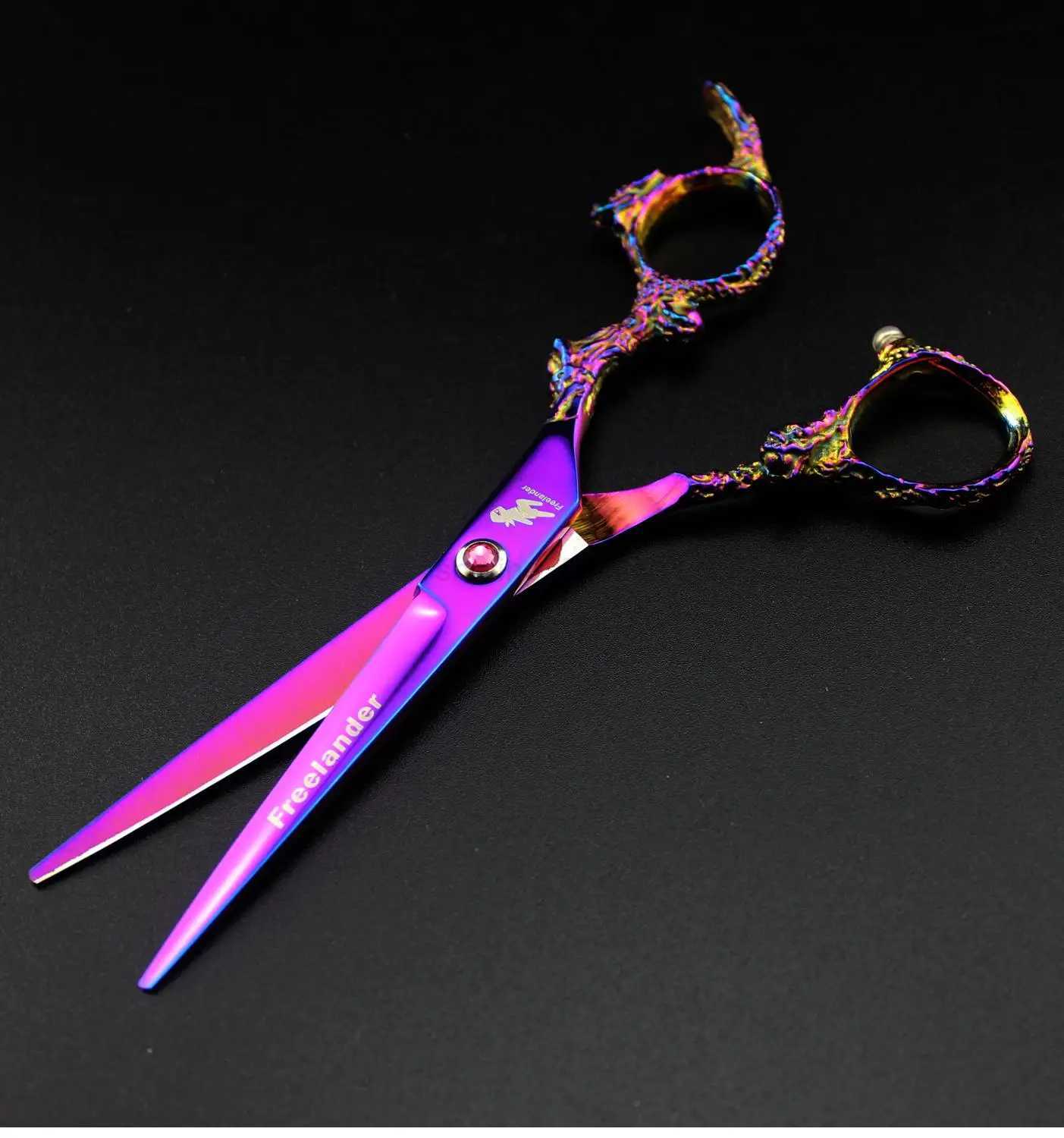 6 hair scissors professional salon hairdressing scissors japanese barber scissors Colorful dragon handle styling scissorsCL240715