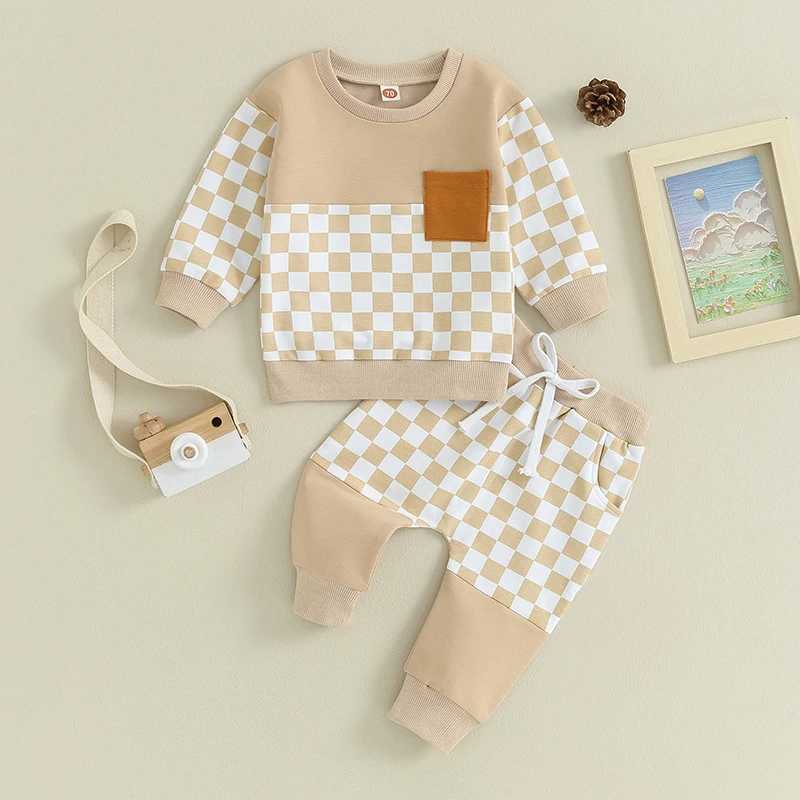 Clothing Sets 2023-08-01 Lioraitiin 0-3T Baby Boy Clothes Outfits Plaid Long Sleeve Pocket Sweatshirt and Elastic Pants Toddler Fall Clothes