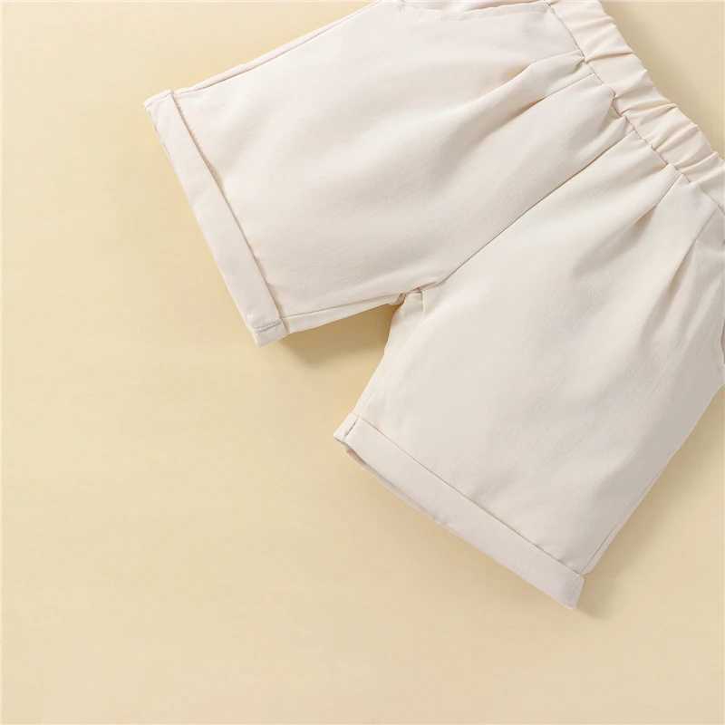 Clothing Sets Kids Boys Gentleman Outfits Summer Dot Print Short Sleeve Button Up Shirt with Bow Tie and Casual Shorts Children Clothing Set 4POF