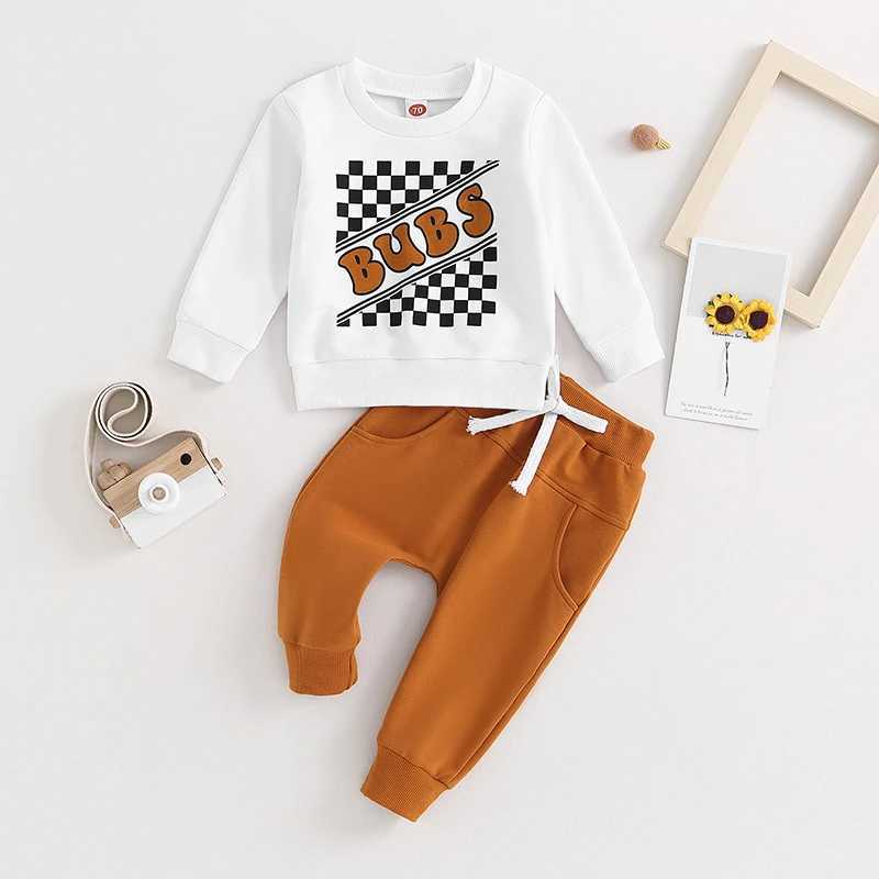 Clothing Sets 2023-06-18 Lioraitiin 0-3Years Toddler Boys 2Pcs Track Suit Letter Print Long Sleeve Sweatshirt and Elastic Pants