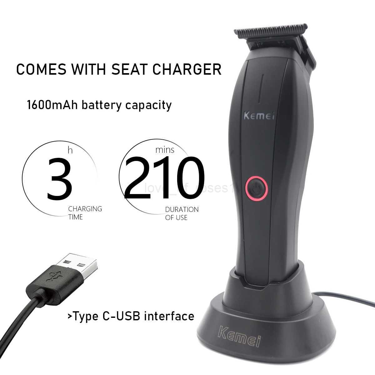 Kemei KM-2286 KM-2295 Professional Hair Cutting Machine Kit for Men DLC Hair Trimmer Machine USB Base Charger Hair ClipperM240715