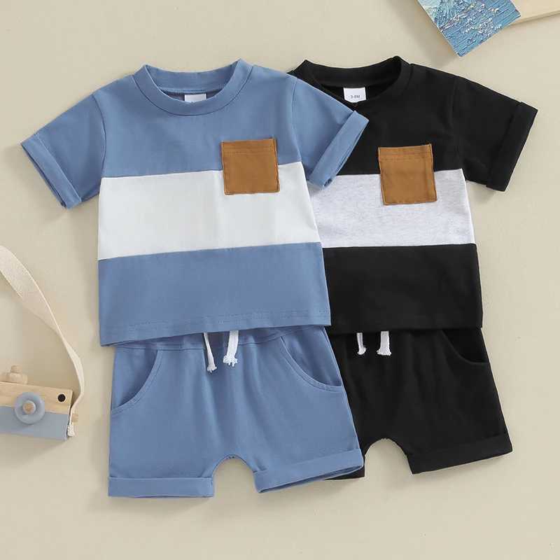 Clothing Sets Toddler Summer Boy Outfits Cotton Short Sleeve Contrast Color T-shirt Shorts Clothes For Children Casual Clothes Set