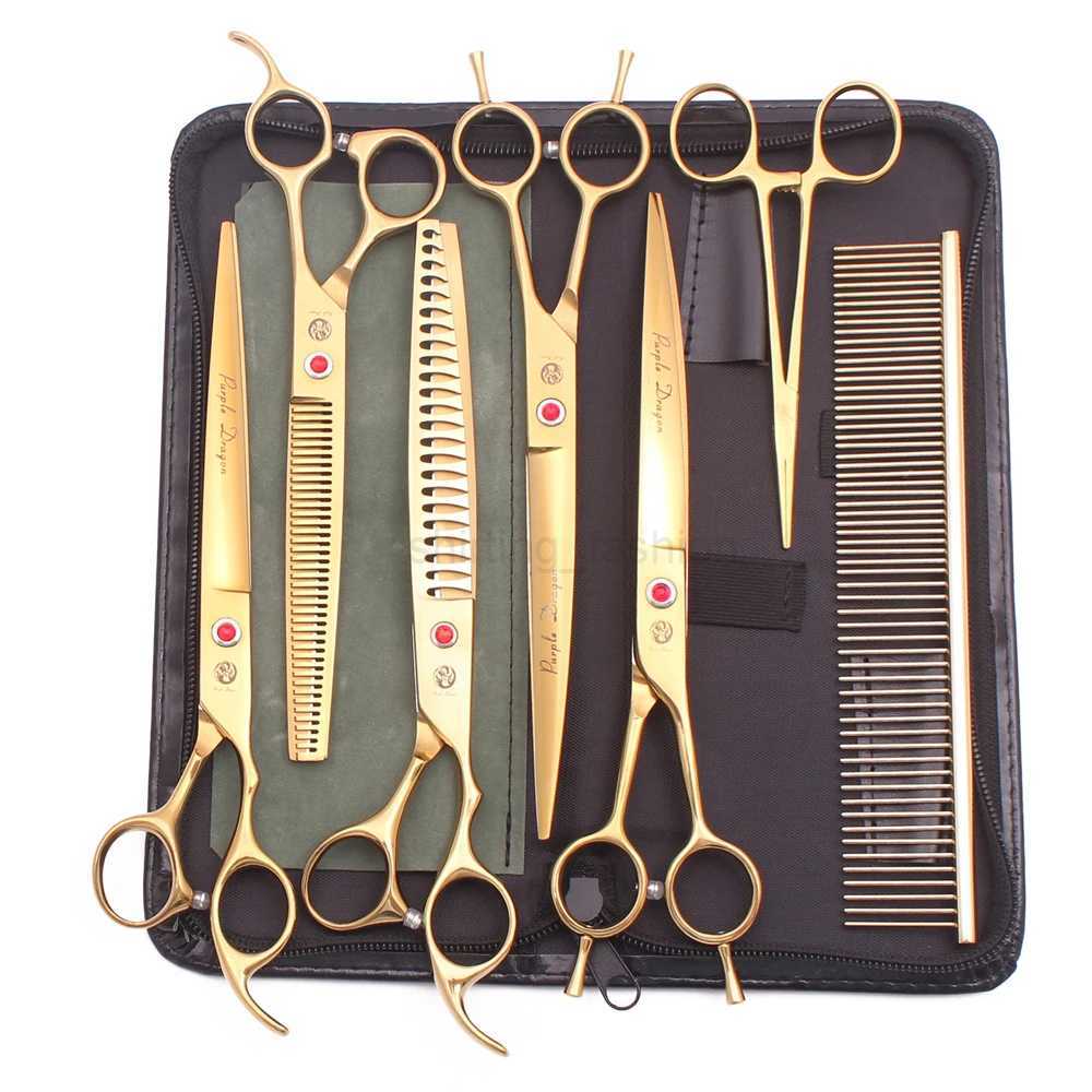 Purple Dragon 8 Inch Dog Grooming Scissors Thinning Shears Professional Cat Pet Scissors Hair Cutting High Quality Z3015-bCL240715